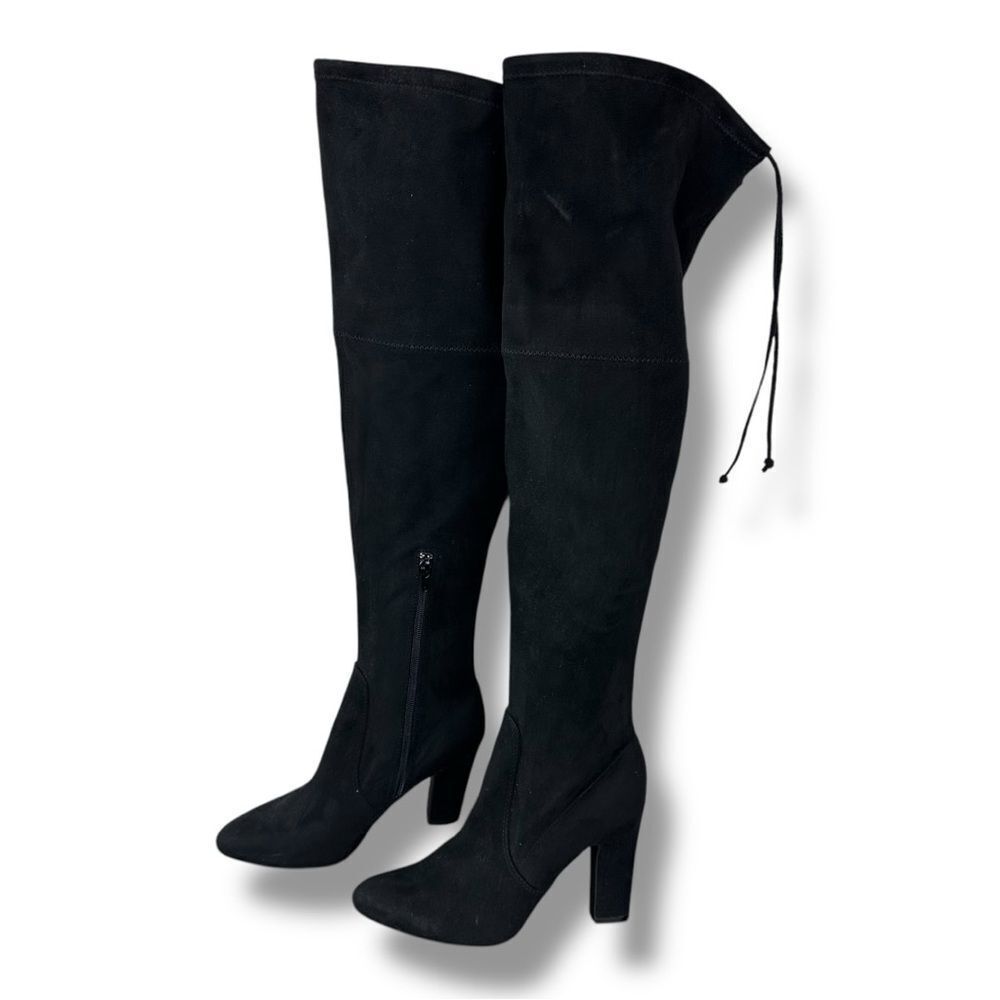 UNISA Black Faux Suede Over the Knee Heeled Boots Size 9M